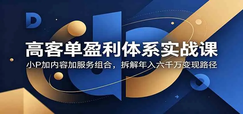 高客单盈利体系实战课：小P加内容加服务组合，拆解年入六千万变现路径-e家网