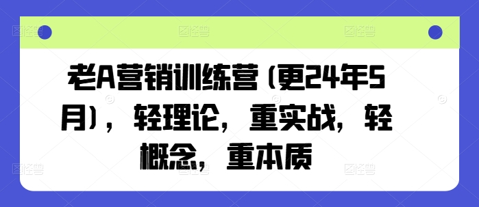 老A营销训练营(更24年12月)，轻理论，重实战，轻概念，重本质-E家云商