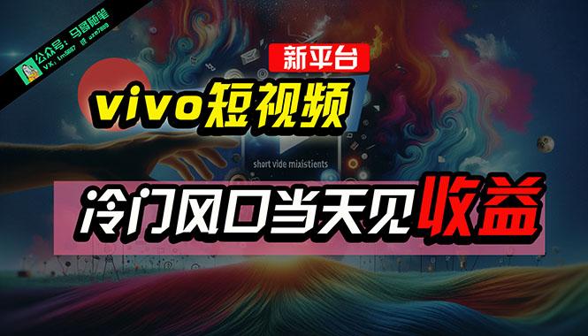 全新平台vivo短视频，新风口AI混剪无脑搬运，冷门风口当天见收益，7天…-E家云商