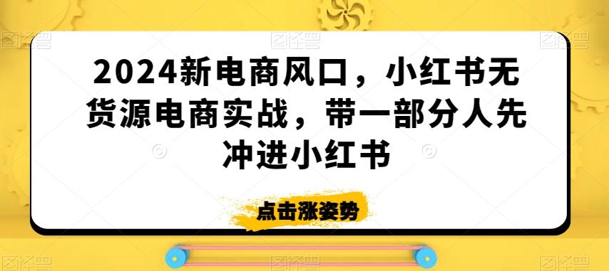 2024新电商风口，小红书无货源电商实战，带一部分人先冲进小红书-E家云商
