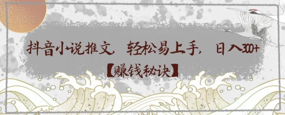 抖音小说推文，轻松易上手，日入300+【赚钱秘诀】-E家云商