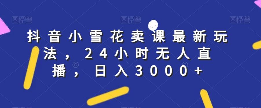 抖音小雪花卖课最新玩法，24小时无人直播，日入3000+【揭秘】-E家云商