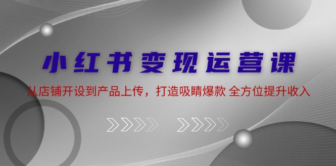 小红书变现运营课：从店铺开设到产品上传，打造吸睛爆款 全方位提升收入-E家云商