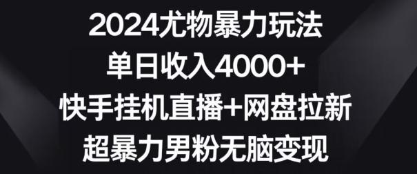 2024尤物暴力玩法，单日收入4000+，快手挂机直播+网盘拉新，超暴力男粉无脑变现【揭秘】-E家云商