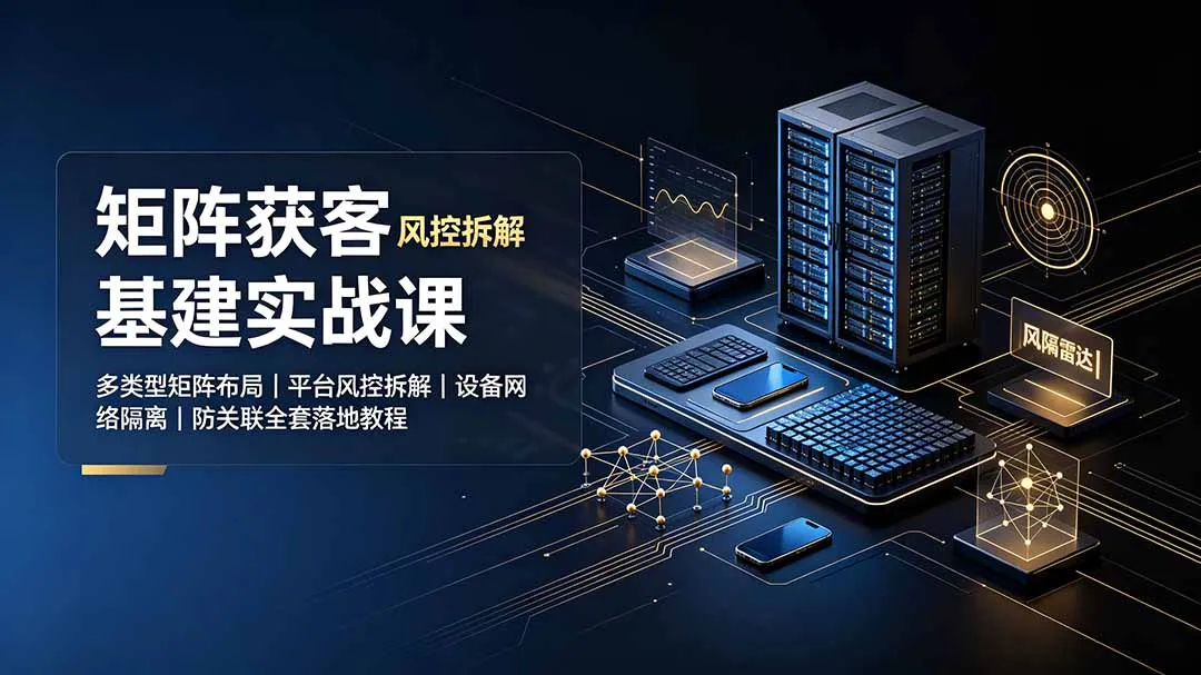 矩阵获客基建实战课：多类型矩阵布局｜平台风控拆解｜设备网络隔离｜防关联全套落地教程-e家网