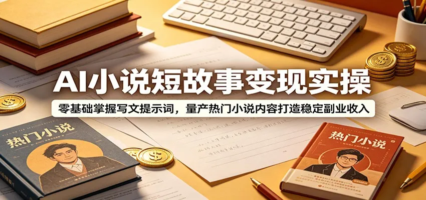 AI小说短故事变现实操：零基础掌握写文提示词，量产热门小说内容打造稳定副业收入-e家网
