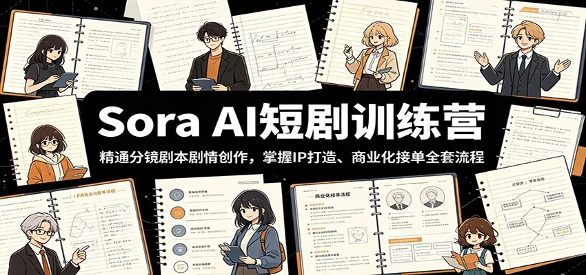 Sora AI短剧训练营：精通分镜剧本剧情创作，掌握IP打造、商业化接单全套流程-e家网
