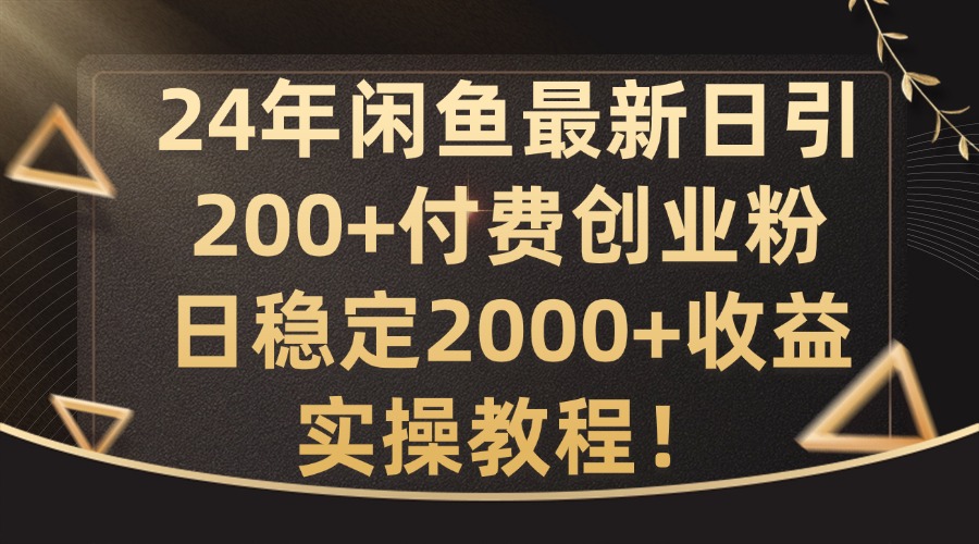 24年闲鱼最新日引200+付费创业粉日稳2000+收益，实操教程【揭秘】-E家云商