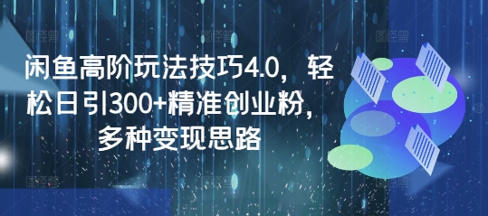 闲鱼高阶玩法技巧4.0，轻松日引300+精准创业粉，多种变现思路-E家云商