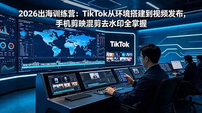 2026出海训练营：TikTok从环境搭建到视频发布，手机剪映混剪去水印全掌握-e家网