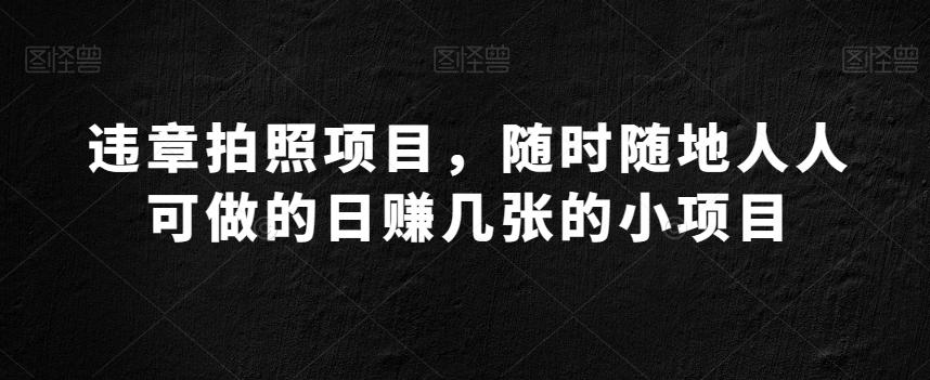 违章拍照项目，随时随地人人可做的日赚几张的小项目-e家网