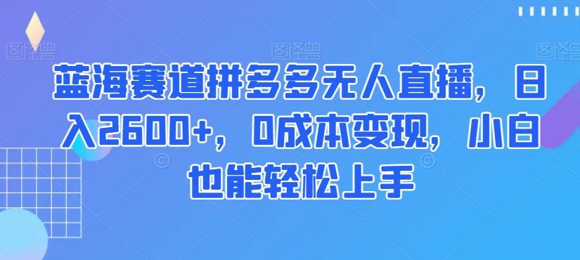 蓝海赛道拼多多无人直播，日入2600+，0成本变现，小白也能轻松上手【揭秘】-E家云商