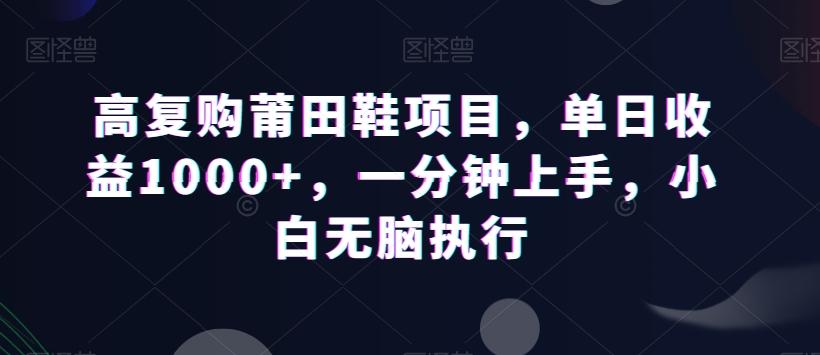 高复购莆田鞋项目，单日收益1000+，一分钟上手，小白无脑执行-e家网