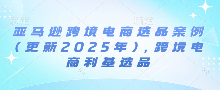 亚马逊跨境电商选品案例(更新2025年3月)，跨境电商利基选品-E家云商