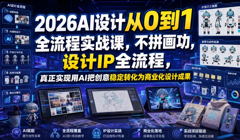 2026AI设计从0到1全流程实战课，不拼画功，设计IP全流程，真正实现用AI把创意稳定转化为商业化设计成果-e家网