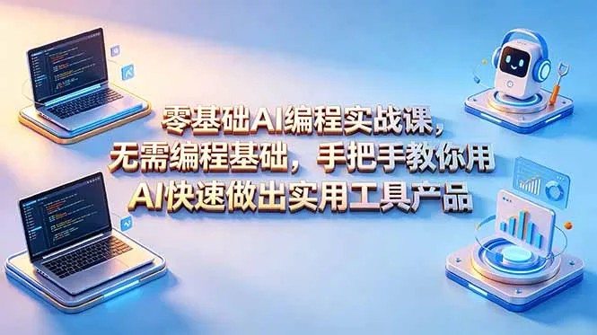 零基础AI编程实战课-更新，无需编程基础，手把手教你用AI快速做出实用工具产品-e家网