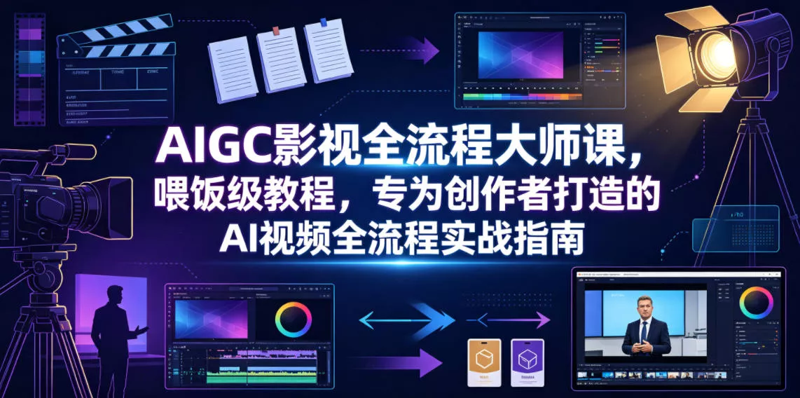 AIGC影视全流程大师课，喂饭级教程，专为创作者打造的AI视频全流程实战指南-e家网