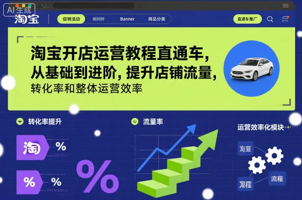 淘宝开店运营教程直通车，从基础到进阶，提升店铺流量，转化率和整体运营效率(更新26年07月11日)-e家网