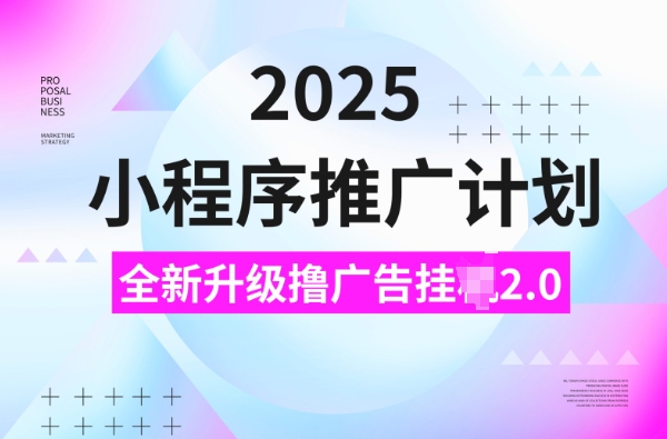 2025小程序推广计划，撸广告挂JI3.0玩法，日均5张【揭秘】-E家云商