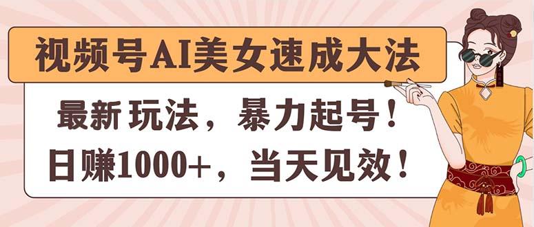 视频号AI美女速成大法，暴力起号，日赚1000+，当天见效-E家云商