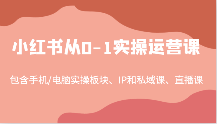 小红书从0-1实操运营课，包含手机/电脑实操板块、IP和私域课、直播课(97节)-E家云商