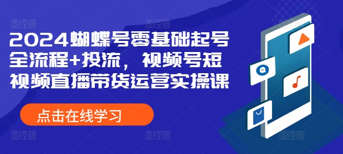 2024蝴蝶号零基础起号全流程+投流，视频号短视频直播带货运营实操课-E家云商