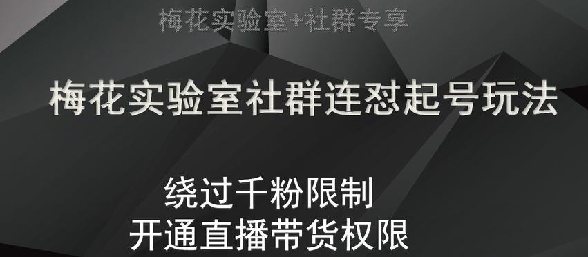 梅花实验室社群连怼起号玩法，视频号绕过千粉限制，开通直播带货权限【揭秘】-E家云商