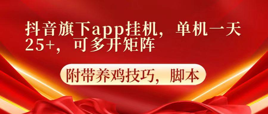 抖音旗下app自动挂机，单机一天收益25+，可多开矩阵-E家云商