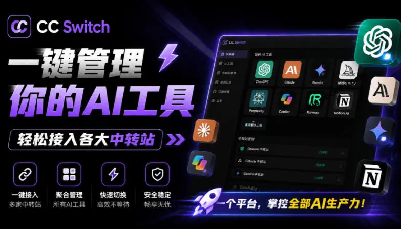 一键给Chatgpt、Codex、Claude接入地第三方中转站，CC Switch统一管理你的AI编程工具工作流-e家网