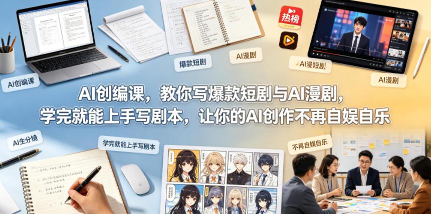 AI创编课，教你写爆款短剧与AI漫剧，学完就能上手写剧本，让你的AI创作不再自娱自乐（更新0521）-e家网
