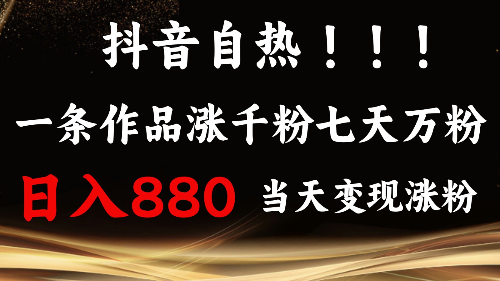 抖音小红书自热，一条作品1000粉，7天万粉，单日变现880收益-E家云商