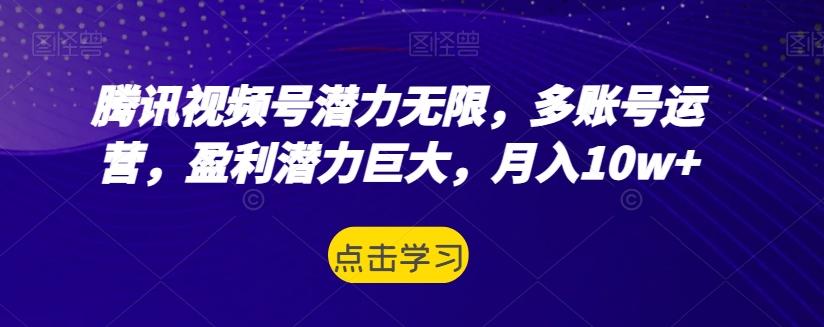 腾讯视频号潜力无限，多账号运营，盈利潜力巨大，月入10w+-E家云商