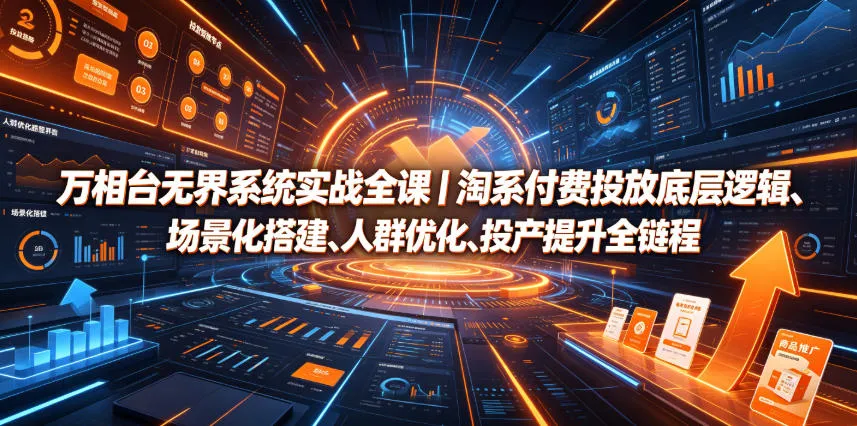 万相台无界系统实战全课｜淘系付费投放底层逻辑、场景化搭建、人群优化、投产提升全链路运营教程-e家网