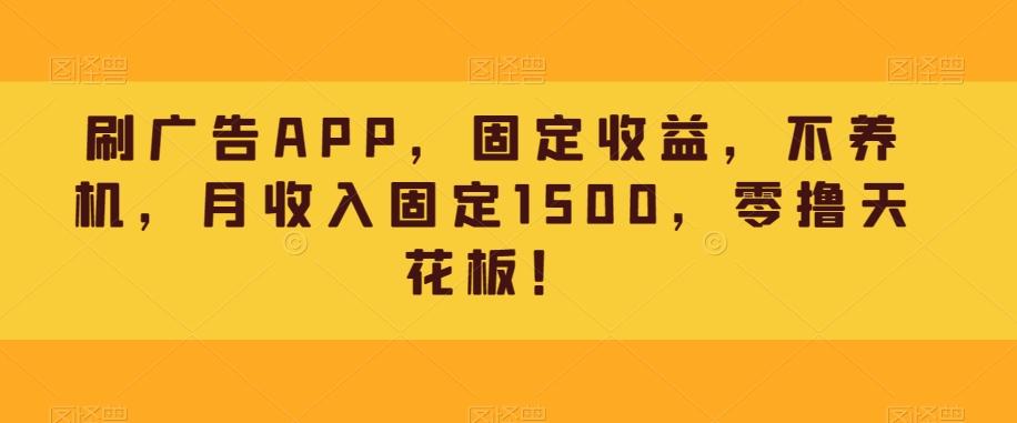 刷广告APP，固定收益，不养机，月收入固定1500，零撸天花板！-E家云商