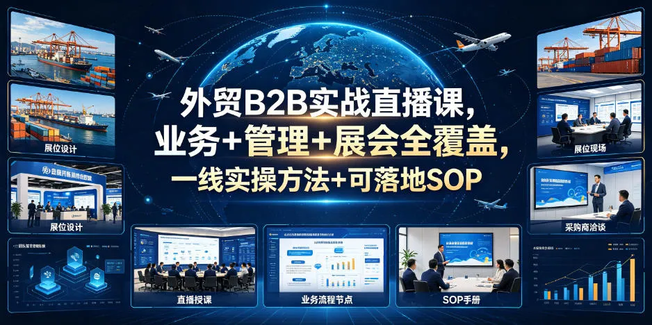 外贸B2B实战直播课，业务+管理+展会全覆盖，一线实操方法+可落地SOP-e家网