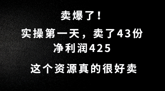 这个资源，需求很大，实操第一天卖了43份，净利润425【揭秘】-E家云商