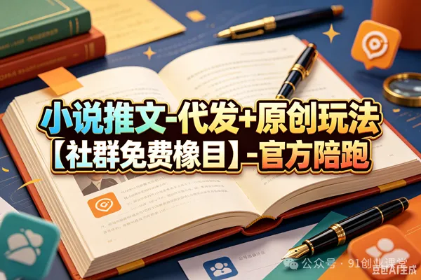 小说推文-代发+原创玩法【社群免费橡目】-官方陪跑-e家网
