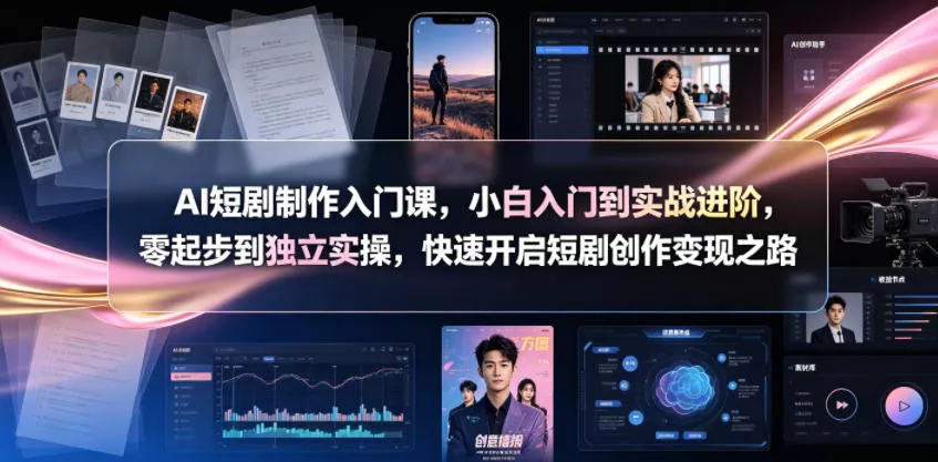 AI短剧制作入门课，小白入门到实战进阶，零起步到独立实操，快速开启短剧创作变现之路-e家网
