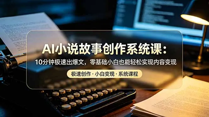 AI小说故事创作系统课：10分钟极速出爆文，零基础小白也能轻松实现内容变现-e家网