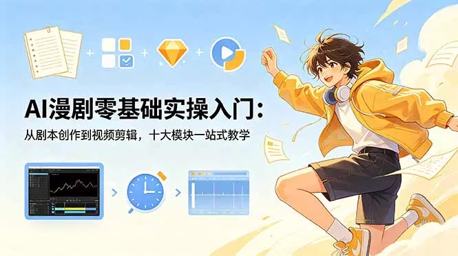 AI漫剧零基础实操入门:从剧本创作到视频剪辑,十大模块一站式教学-e家网