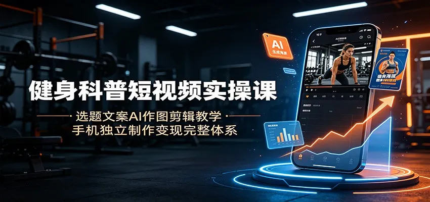 健身科普短视频实操课：选题文案AI作图剪辑教学，手机独立制作变现完整体系-e家网