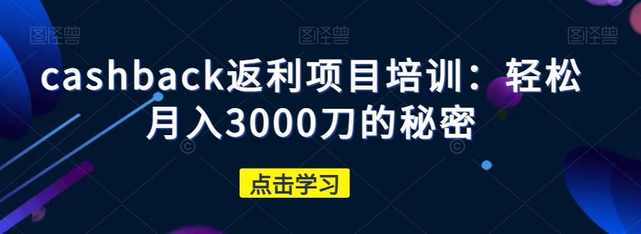 cashback返利项目培训：轻松月入3000刀的秘密-E家云商