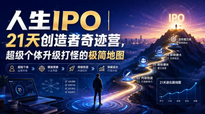 人生IPO︱21天创造者奇迹营，超级个体升级打怪的极简地图-e家网