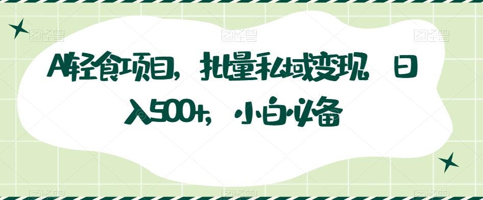 AI轻食项目，批量私域变现，日入500+，小白必备-E家云商