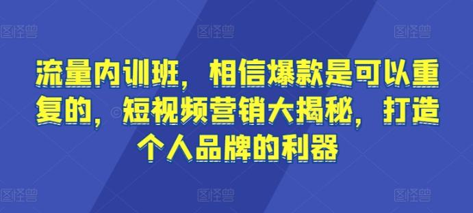 流量内训班，相信爆款是可以重复的，短视频营销大揭秘，打造个人品牌的利器-E家云商