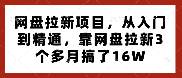 网盘拉新项目，从入门到精通，靠网盘拉新3个多月搞了16W-E家云商