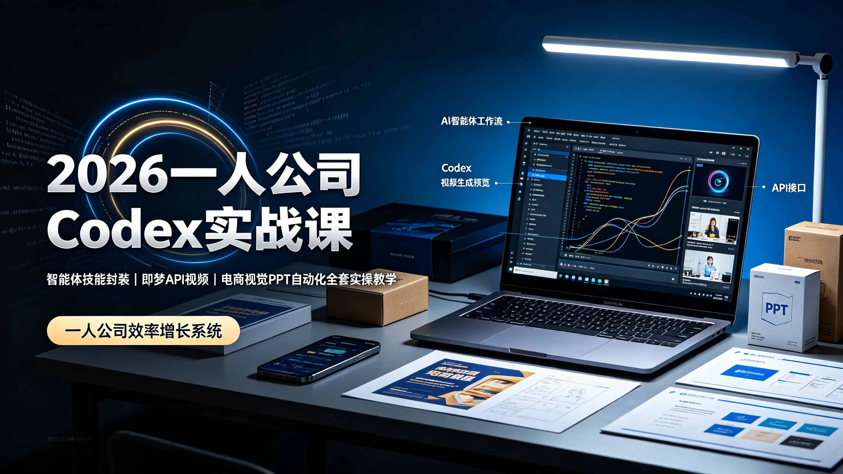 2026一人公司Codex实战课◆智能体技能封装｜即梦API视频｜电商视觉PPT自动化全套实操教学-e家网