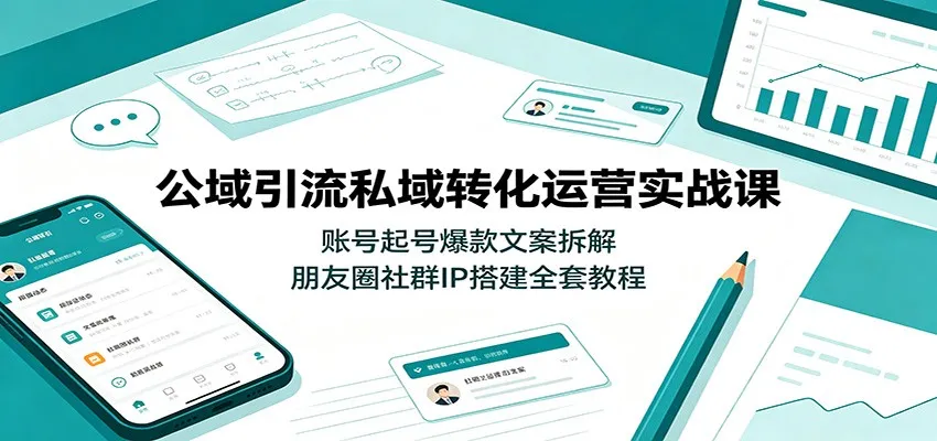 公域引流私域转化运营实战课：账号起号爆款文案拆解，朋友圈社群IP搭建全套教程-e家网