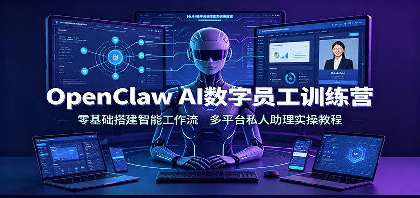 OpenClaw AI数字员工训练营：零基础搭建智能工作流，多平台私人助理实操教程-e家网
