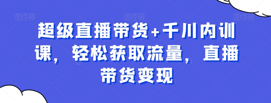 超级直播带货+千川内训课，轻松获取流量，直播带货变现-E家云商